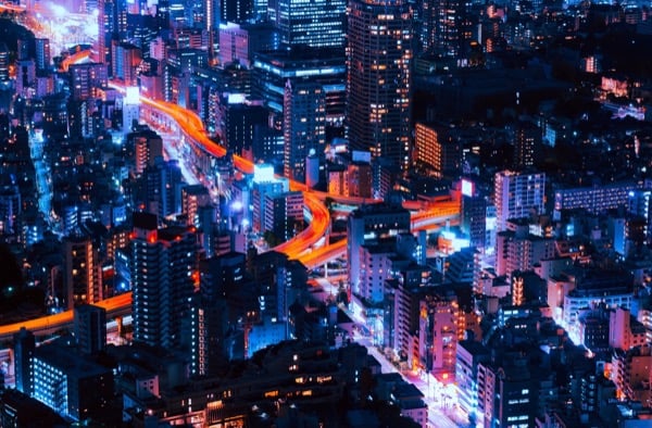 city roads at night